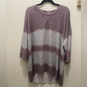 Actine Mauve and Light Gray Tie-Dye Oversized Tunic